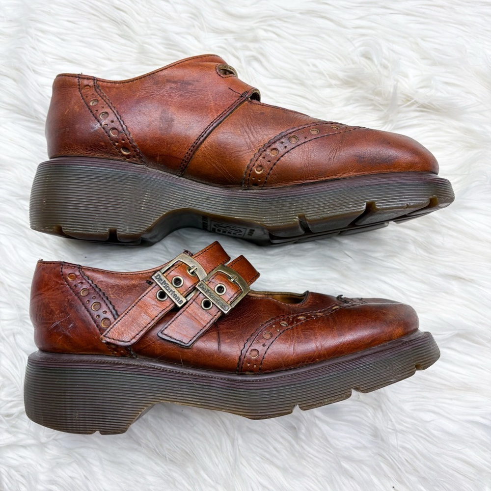 Dr. Martens Vintage Made in England Brogue Mary Jane Double Strap Leather Shoes - Picture 5 of 11
